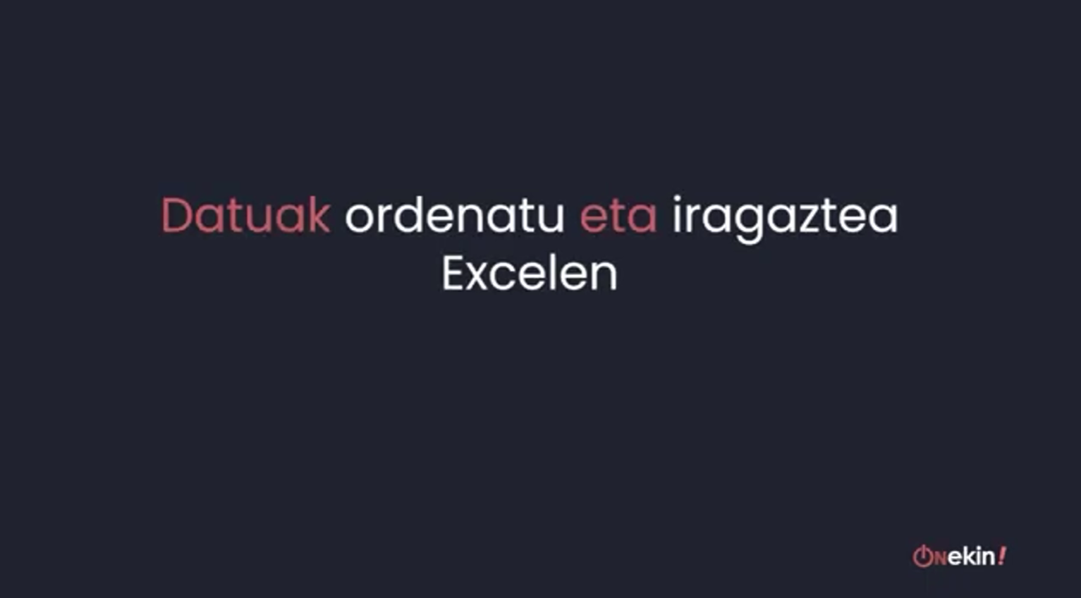 Datuak ordenatu eta iragazi Excelen